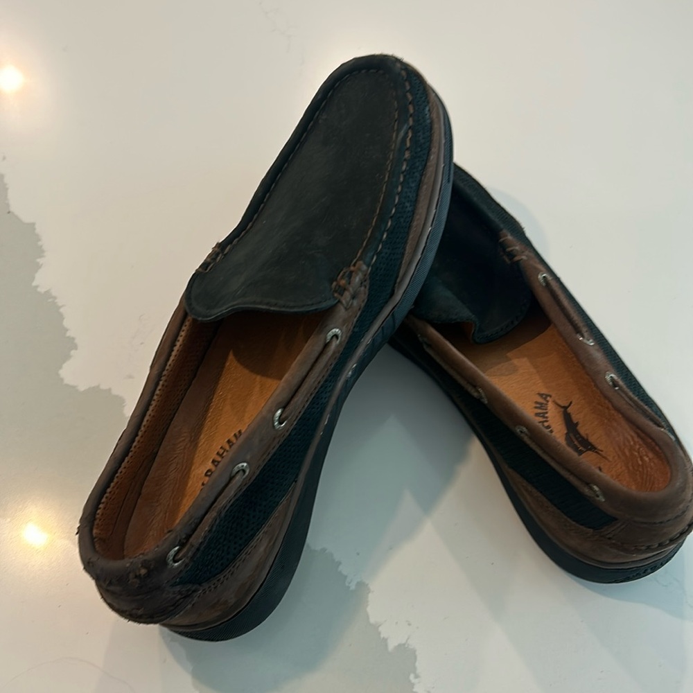 Men’s Size 10 Tommy Bahama Lofers Black w/Espresso
